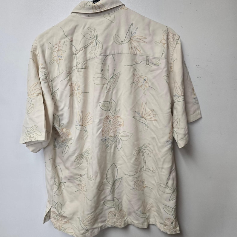 Pathfinder Mens Cream Tropical Embroidered Short Sleeve Button Down Shirt 3741 画像 3