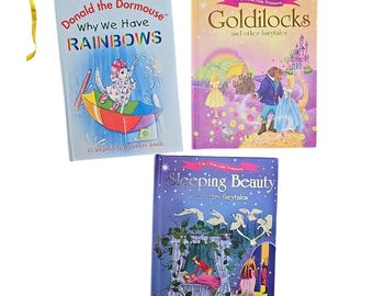 Lot of 3 Vintage Rainbows, Goldilocks, Sleeping Beauty Hardcover Childrens Books