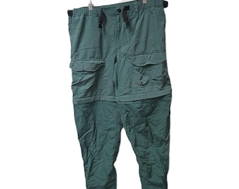 Vtg REI Sahara Convertible Pants Men's Med Cedar Green Nylon Hiking Gorpcore