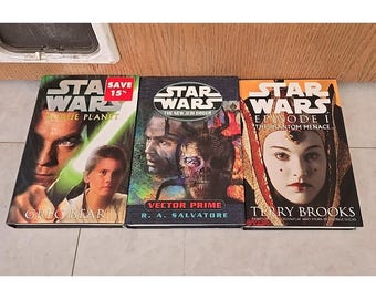 Lot of 3 VTG Star Wars Episode 1, Rogue Planet & Vector Prime Hardcover Books