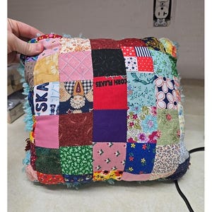 Multicolor Owl Pattern Patchwork Latch Hook Granny Square Throw Pillow 13"x13" bild 2