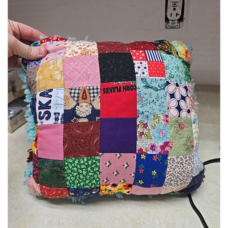 Multicolor Owl Pattern Patchwork Latch Hook Granny Square Throw Pillow 13"x13" bild 2