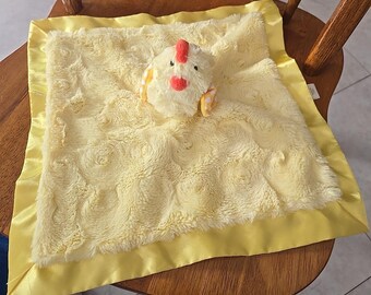 Cloud Island Yellow Chick Plush Satin Trim Lovey Stuffed Baby Security Blanket