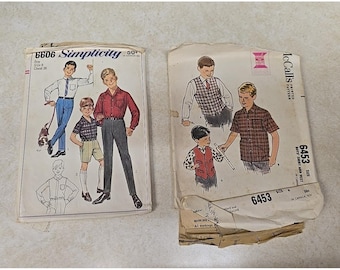 Lot of 2 Vtg Simplicity McCall's Shirt Pants Shorts Boys Sewing Patterns Size 8