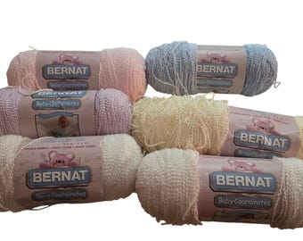 Bernat Baby Coordinates Yarn Lot 6 Skeins Pastels Pink Blue Lavender White 160g
