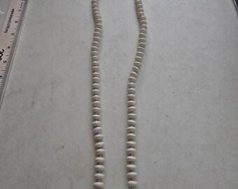 Vintage Off White Saucer Bead Necklace Gold Tone Spacers 24 Inch Strand Clasp
