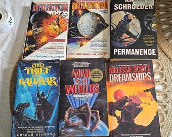Lot of 6 Vintage Mixed Authors Fantasy Science Fiction Paperback Novel Books