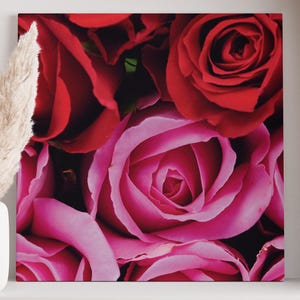 Red & Pink Roses-PRINTABLE ROSE ART, Vintage Floral Wall Art, Romantic Cottage Decor, French Country Art, Farmhouse Wall Decor, Downloadable