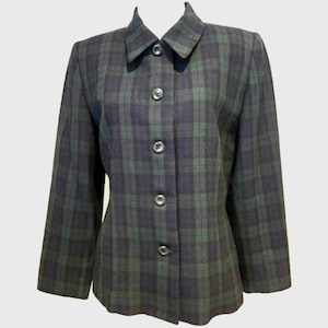 Vintage Pendleton 100% Virgin Wool Black Watch Plaid Jacket - Made in USA - 8P