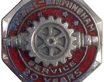Vintage Farrel-Birmingham 20 jaar servicespeld geëmailleerd zilver WOII marineblauw aannemer