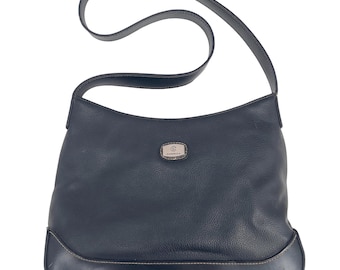 Vintage Etienne Aigner America zwarte schoudertas van kunstleer met kiezelstenen en rits met rits