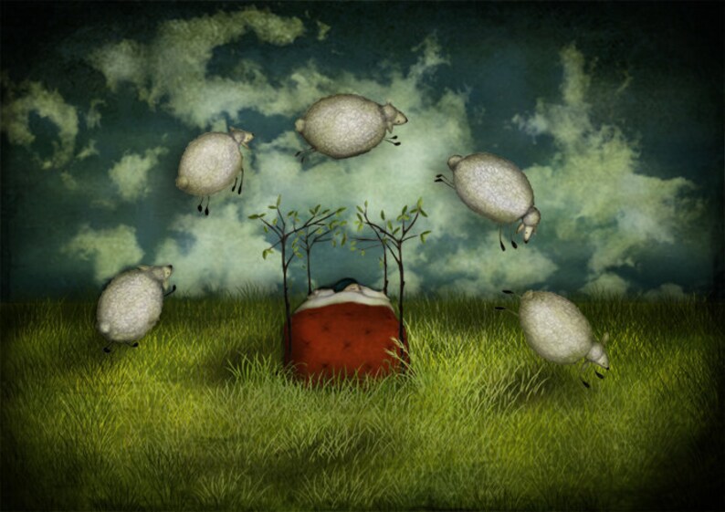 Counting sheep Art print 3 different sizes | Etsy