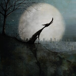 Wolf moon Art print 3 different sizes image 2