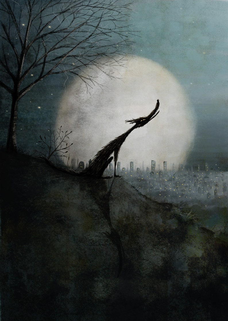 Wolf moon Art print 3 different sizes image 2