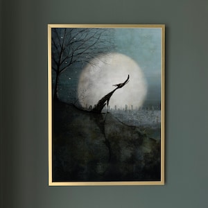 Wolf moon Art print 3 different sizes image 1