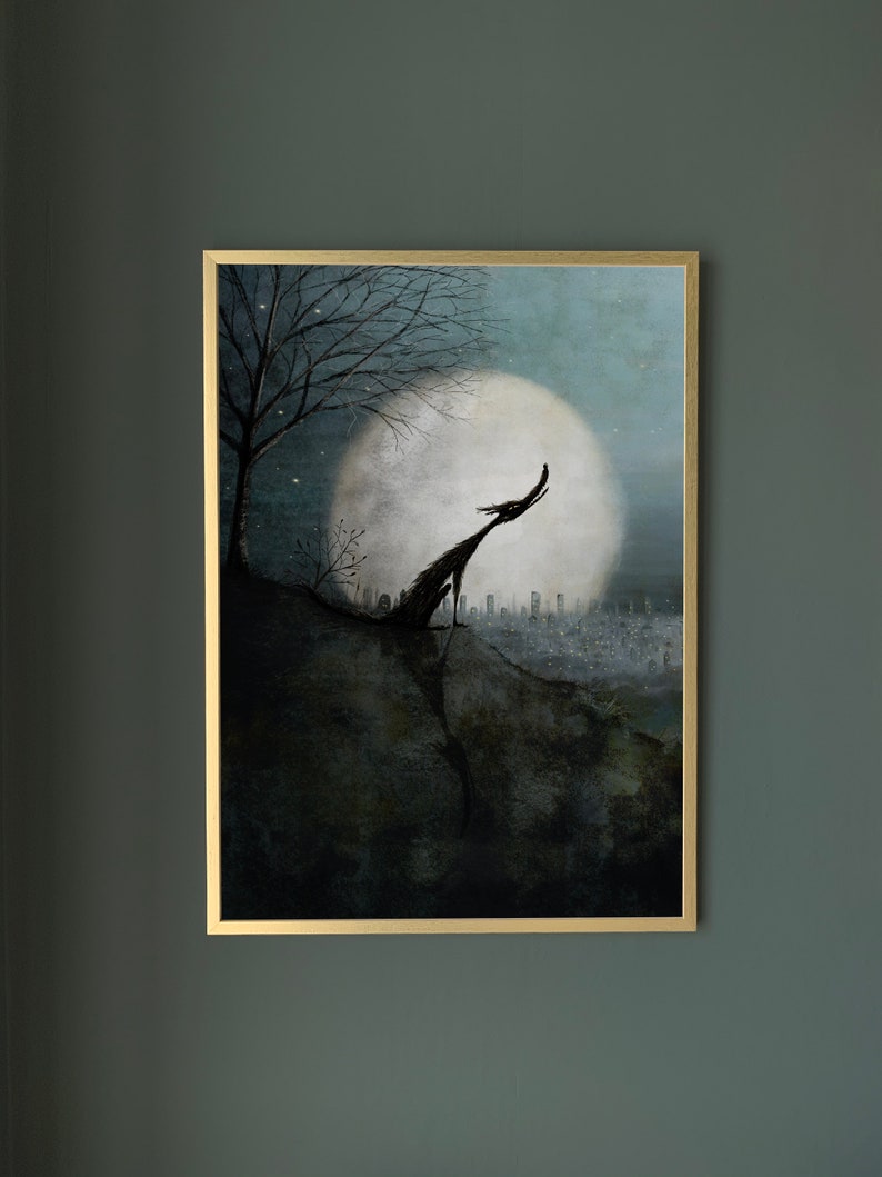 Wolf moon Art print 3 different sizes image 1