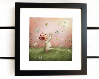Playing with butterflies - Art print (3 different sizes)