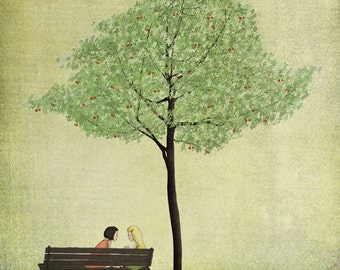 Under the cherry tree - Summer - Art print (3 different sizes)