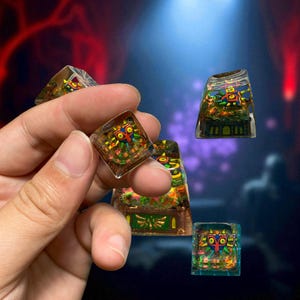 Resin Demon Face Keycap – Handmade Artisan Keycap for Mechanical Keyboard, Unique Gift for Gamers