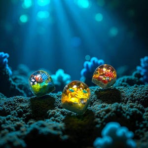 Handgemachte Ocean Resin Artisan Tastenkappe – Mini Aquarium mit Korallenriff & Clownfisch Design für MX mechanischen Tastaturen