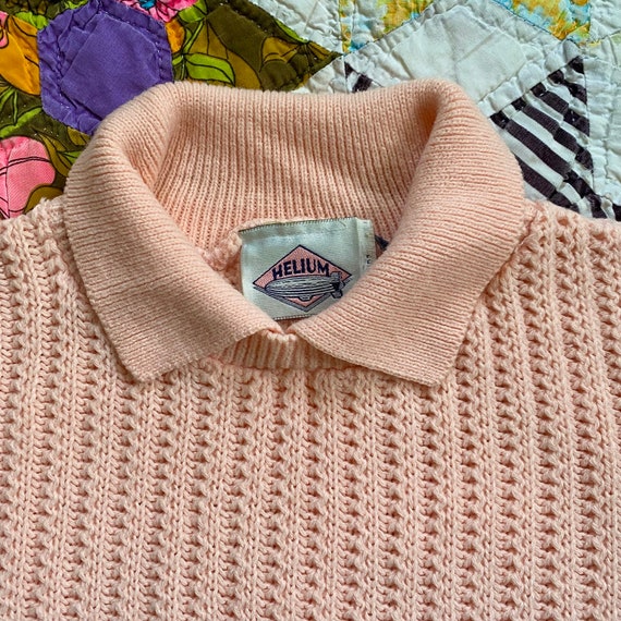 Vintage 80s baby pink collared sweater - image 2