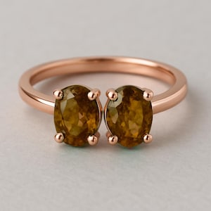 Oval cut Smoky Quartz 14K yellow Gold ring for women luxury handmade proposal engagement ring bridal anniversary gifts for her cluster ring