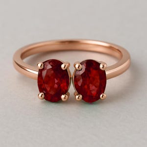 Oval cut Red Garnet 14K yellow Gold ring for women luxury handmade proposal engagement ring bridal anniversary gifts for her cluster ring