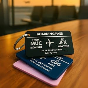 DEPARTURE – Boarding Pass Keychain | Personalized | Gift for Travelers, Luggage Tag, Travel Accessory