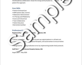 Modern Nursing Resume & Cover Letter Template | One-Page RN Resume | Editable Word Doc | New Grad and Experienced Nurse | Instant Download