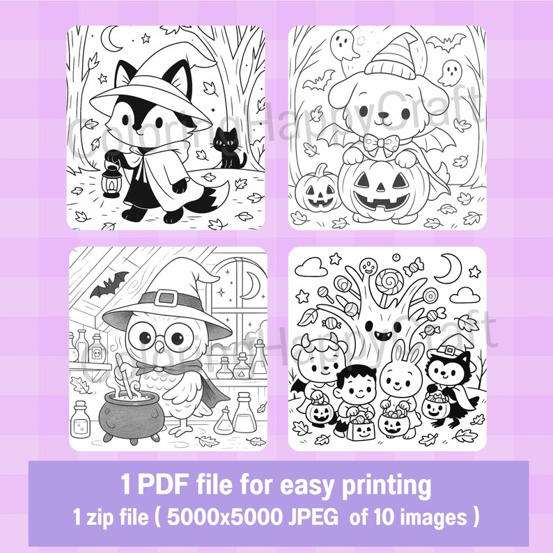 Halloween Animal Coloring Pages for Kids Printable Activity Book PDF ...