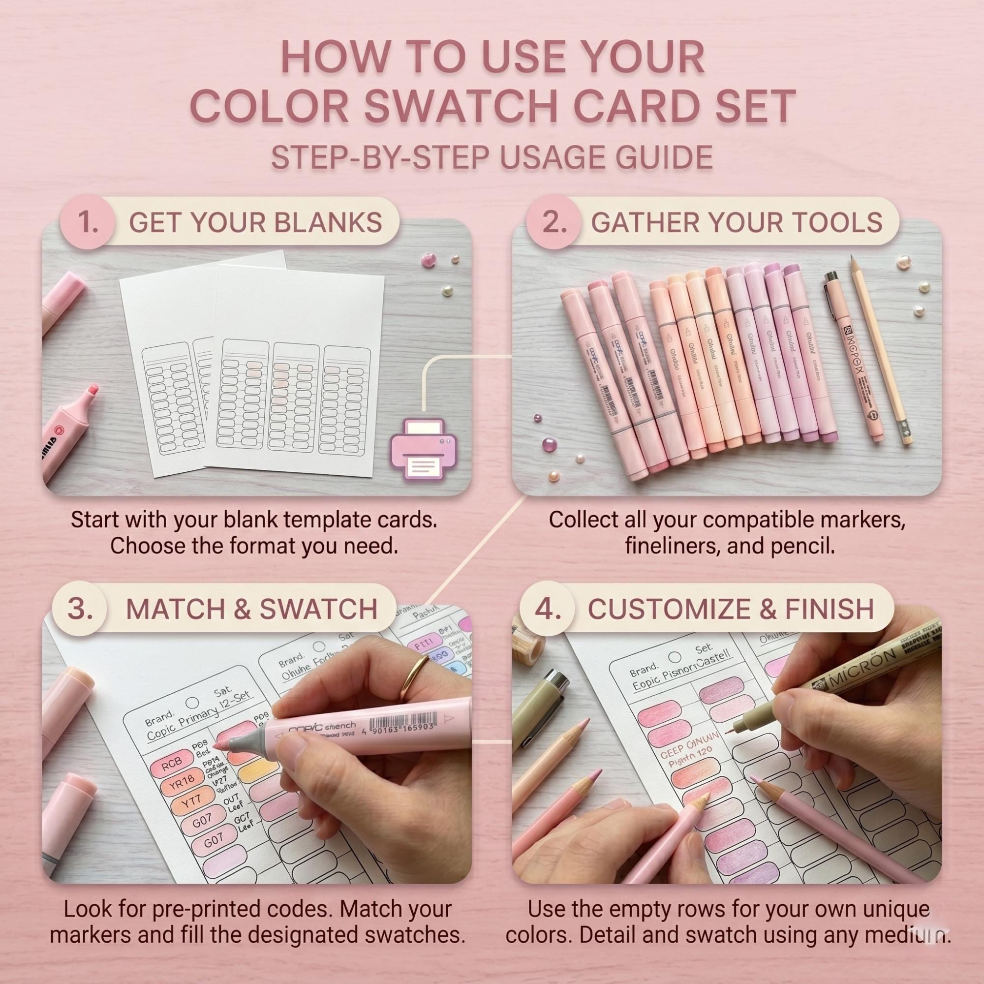Color Swatch Card Printable, Marker Swatch Chart PDF, Alcohol Marker ...