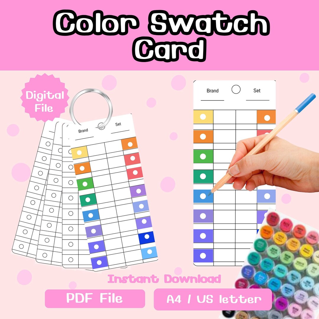 Color Swatch Card Printable, Marker Color Tracker With Code Dots, Ohuhu ...