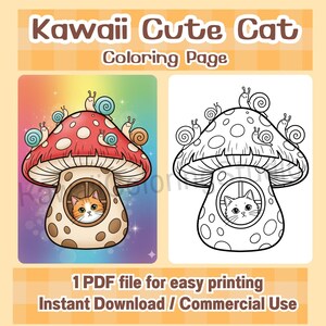 Kawaii Cute Cat Coloring Pages | 20 Adorable Cat Designs | Printable ...