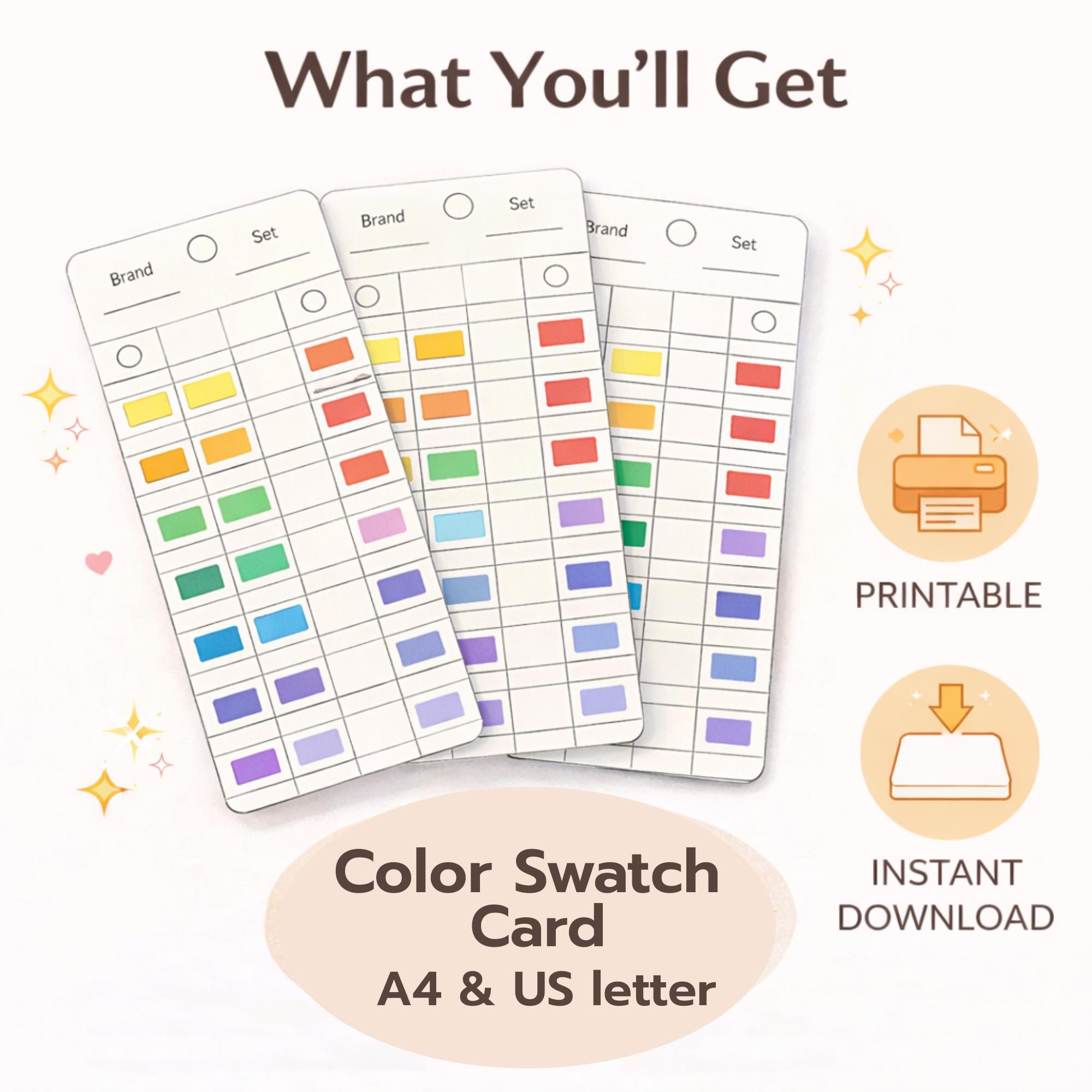 Color Swatch Card Printable, Marker Color Tracker With Code Dots, Ohuhu ...