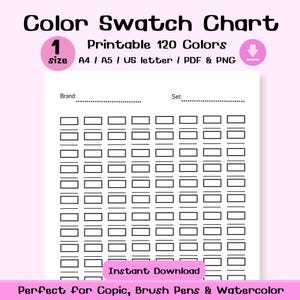 120 kleuren staalkaart afdrukbaar | Marker staal blad borsteltracker A4 A5 pdf