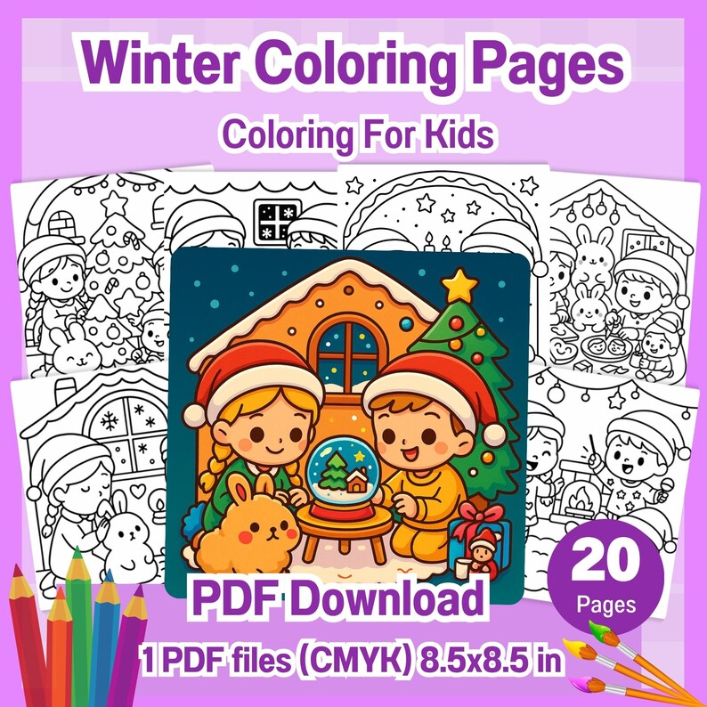 Winter Holiday Coloring Pages for Kids Holiday Printable PDF Bundle - Etsy