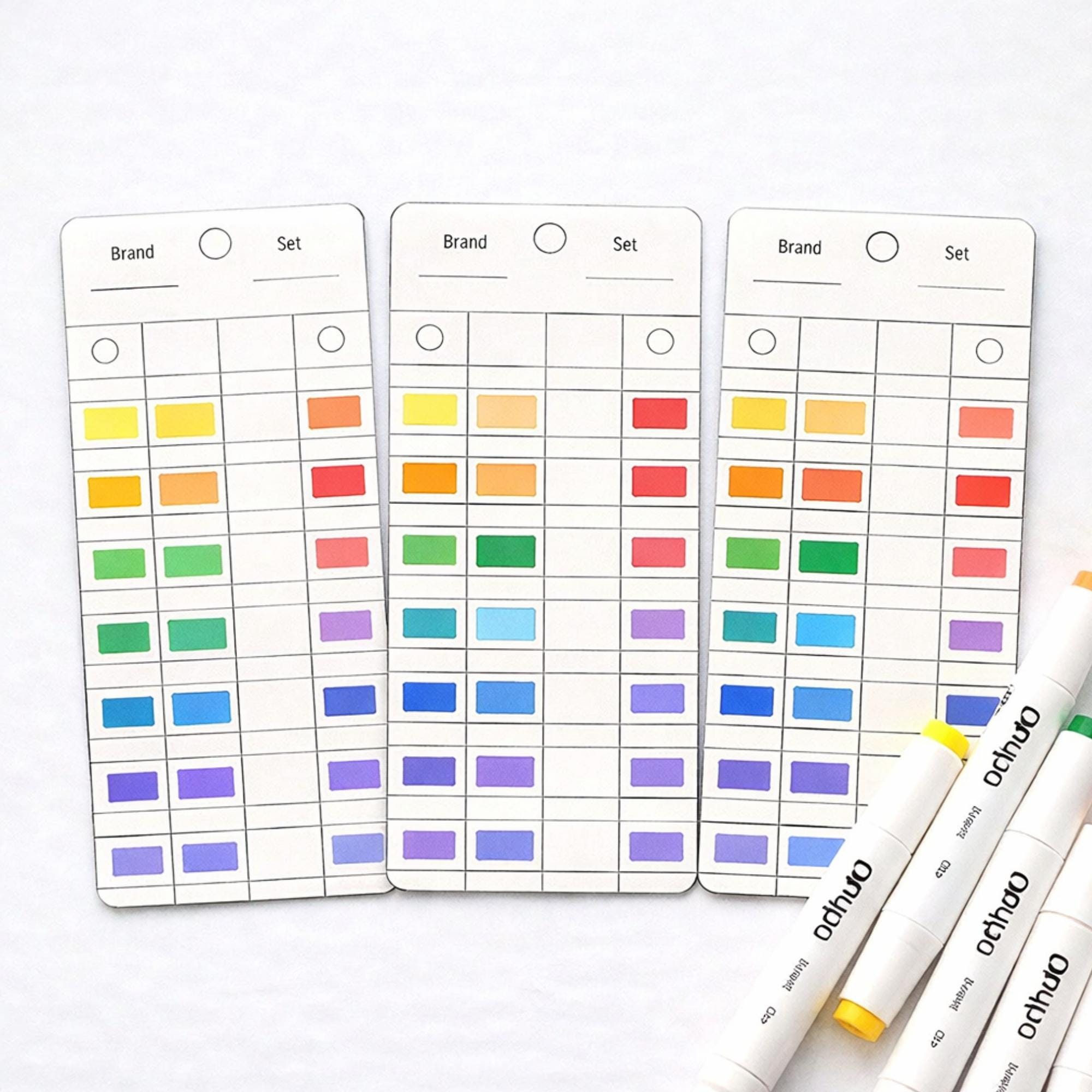 Color Swatch Card Printable, Marker Color Tracker With Code Dots, Ohuhu ...