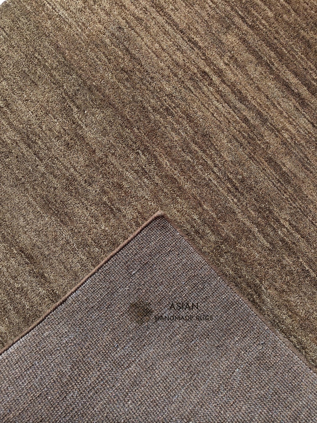 Hand Knotted Brown Wool Area Rug – Solid Textured Modern Carpet for ...