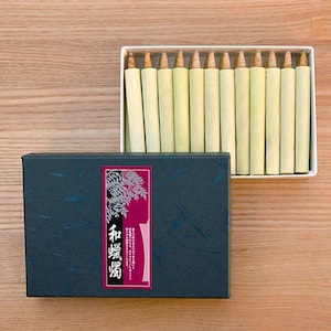 ISOBE Handmade Japanese Candles (12 pcs) - 100% Natural Haze(Sumac)  Wax, Traditional Craft for Meditation & Ambiance, Gift Box
