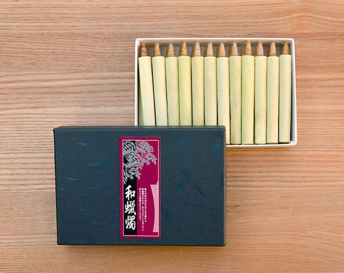 ISOBE Handmade Japanese Candles (12 pcs) - 100% Natural Haze(Sumac)  Wax, Traditional Craft for Meditation & Ambiance, Gift Box