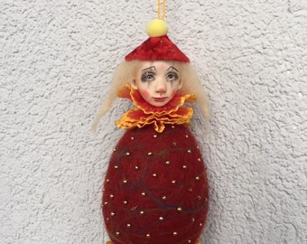 Christmas ornaments, tree decor, clown dolls, paper clay doll