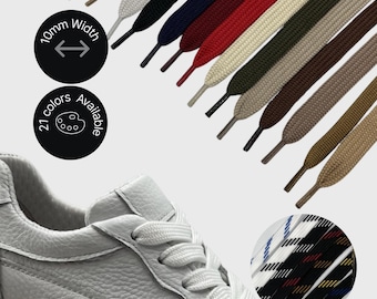Flat 10mm Shoelaces – Wide Shoe Laces for Sneakers and Boots – 21 Colors