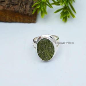 Handcrafted Moldavite Ring: 925 Sterling Silver, Meteorite Gemstone