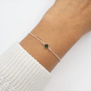 Raw Moldavite Sterling Silver Bracelet: Handmade Gemstone Jewelry