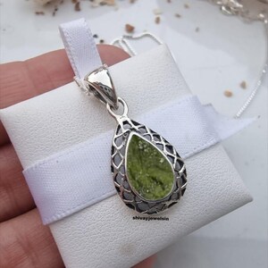 Dainty Moldavite Necklace: Sterling Silver Healing Pendant