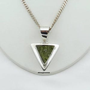 Moldavite Pendant: Sterling Silver Talisman, Meteorite Crystal