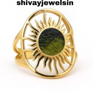 Authentic Raw Moldavite Gemstone Ring, Dainty Moldavite Ring, Meteorite Ring, Handmade Sterling Silver Ring, Christmas gift, Czech Republic