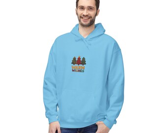 Unisex Midweight Softstyle Fleece Hoodie Unisex Heavy Cotton Hoodie – “Warm Wishes” | Soft & Cozy Sweatshirt | Holiday or Seasonal Gift