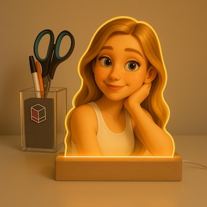 Personalisierte Methacrylatlampe – Karikatur im Cartoon-Stil – einzigartiges dekoratives LED-Licht – Personalisierte Cartoon-Lampe