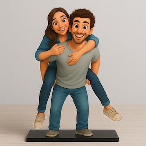 Gepersonaliseerd figuur voor twee personen – cartoonkarikatuur in methacrylaat – origineel cadeau voor koppels of vrienden